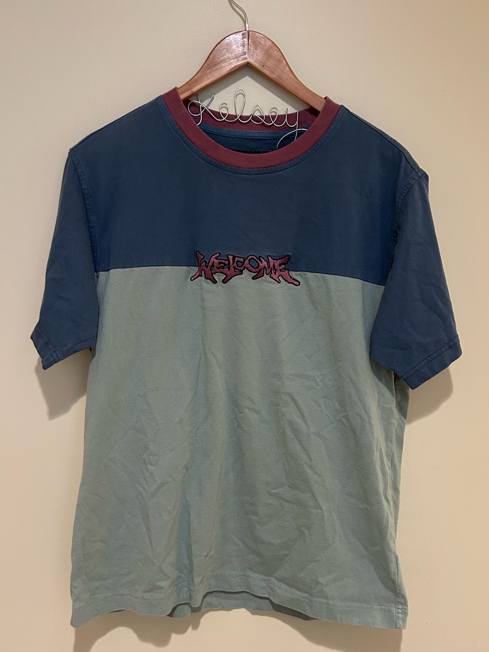 Welcome Skateboards 100% Cotton Graphic Colorblock Tee Size Small